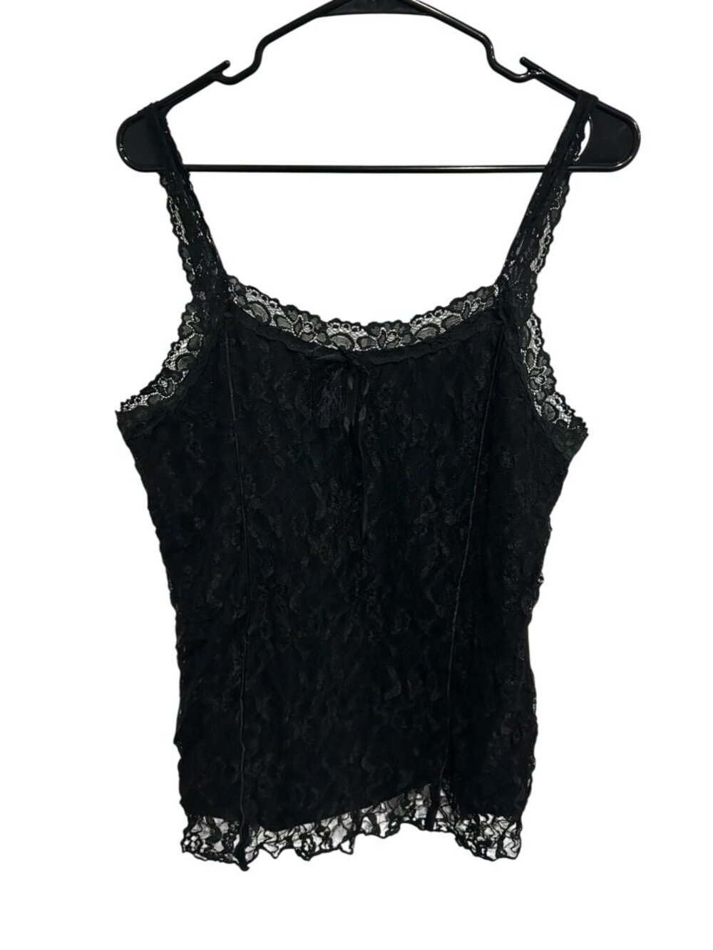 Ilu Ilu Black Nylon 1X Sleeveless Lightweight Lace Camisole Tank Top Whimsigoth